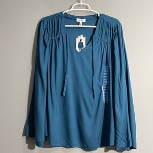 Jessica Simpson Teal Blouse NWT Women’s Large Bell Sleeve Romantic Boho
